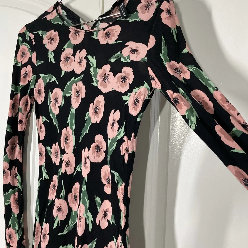 Zara Floral Long Sleeves Bias Cut Dress size S - Picture 6 of 9